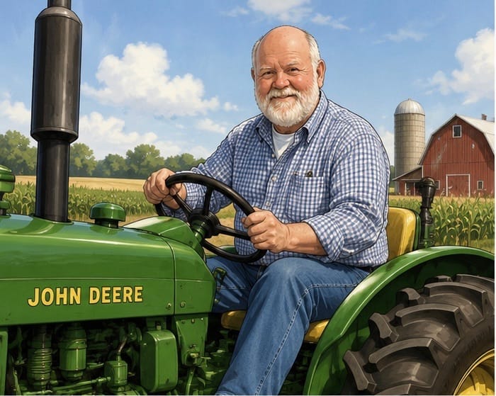 Wayne on the John Deere