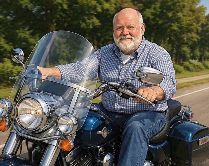Wayne on the motorcycle